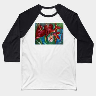 Anthurium and Heliconia Baseball T-Shirt